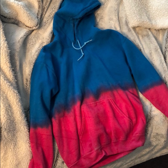 blue and pink tie dye sweatshirt